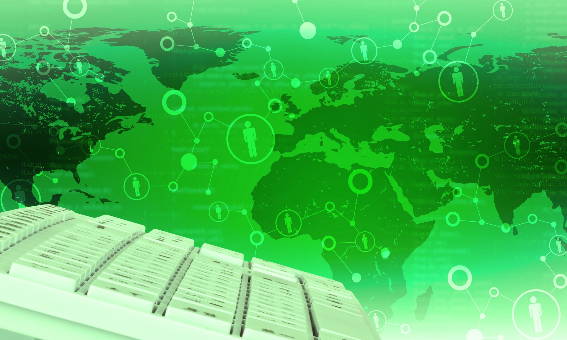 Tastiera la mappa del mondo su sfondo verde